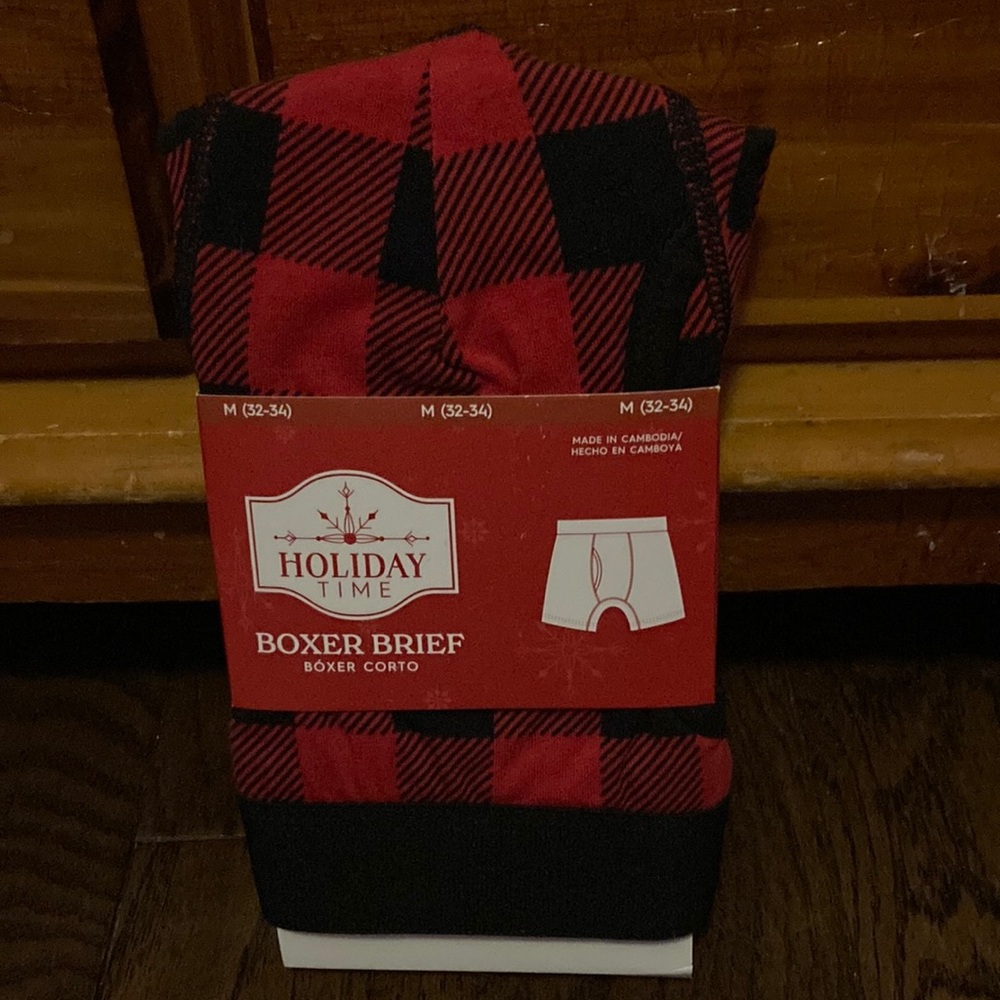 Holiday Time Red and Black Plaid Boxer Briefs